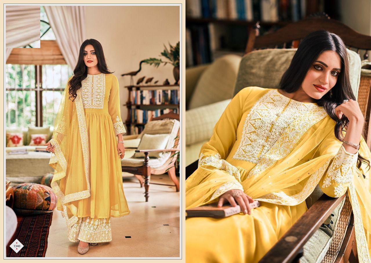 Super Hit 1340 To 1344 Heavy Georgette Festive Wear Embroidery Latest Salwar Kameez Collection
